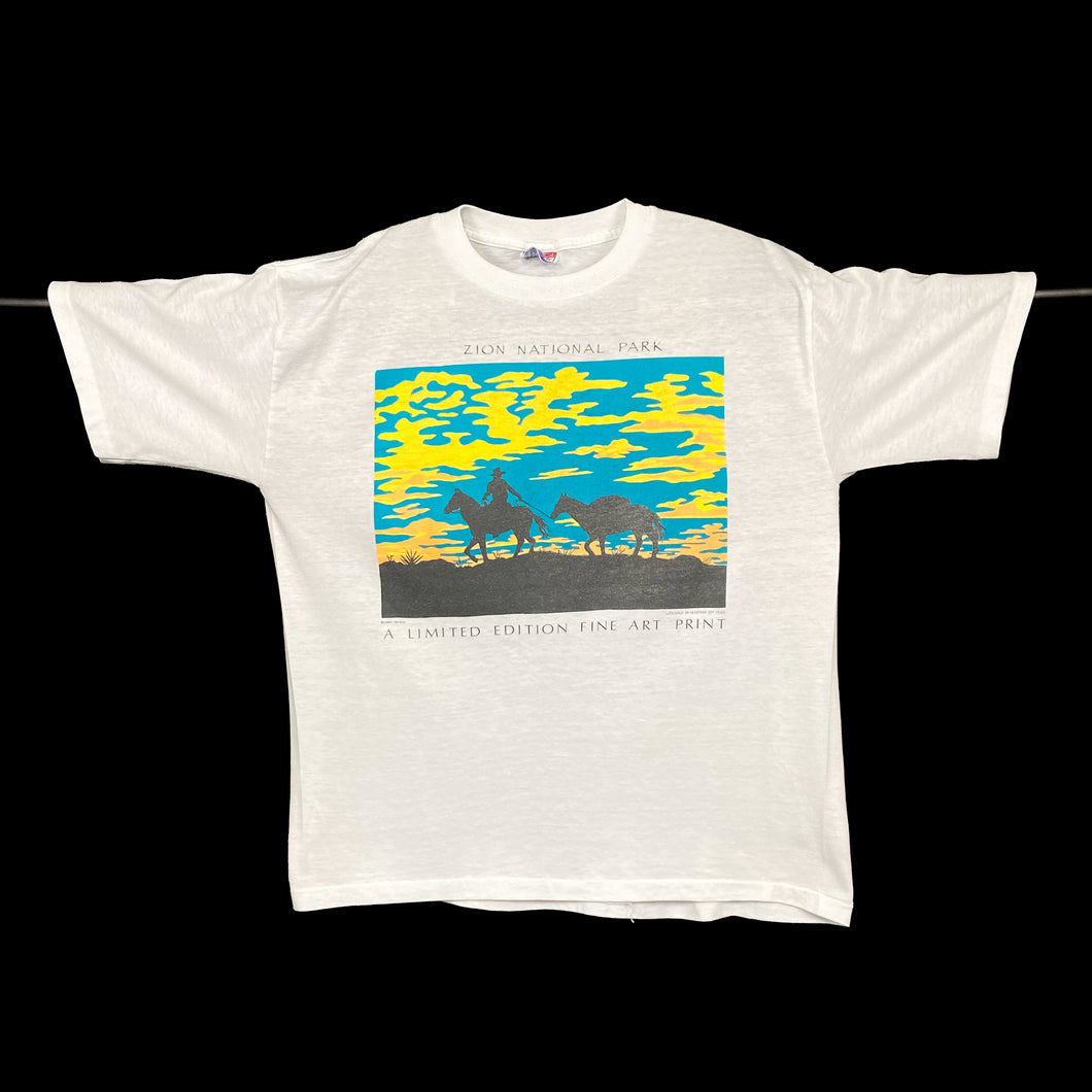 ZION NATIONAL PARK “Fine Art Print” Souvenir Graphic Single Stitch T-Shirt