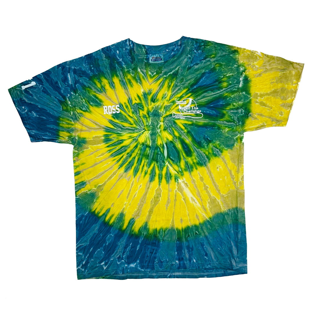 HANES “Franklin Township Softball” Sponsor Spellout Graphic Tie Dye T-Shirt