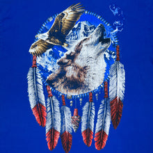 Load image into Gallery viewer, FRUIT OF THE LOOM Eagle Wolf Wildlife Native American Dream Catcher Graphic T-Shirt
