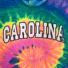 Load image into Gallery viewer, CAROLINA BEACH “NC” Souvenir Spellout Graphic Multi Colour Rainbow Tie Dye T-Shirt
