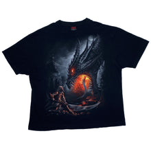 Load image into Gallery viewer, SPIRAL Gothic Fantasy Medieval Fire Breathing Dragon Castle Graphic T-Shirt
