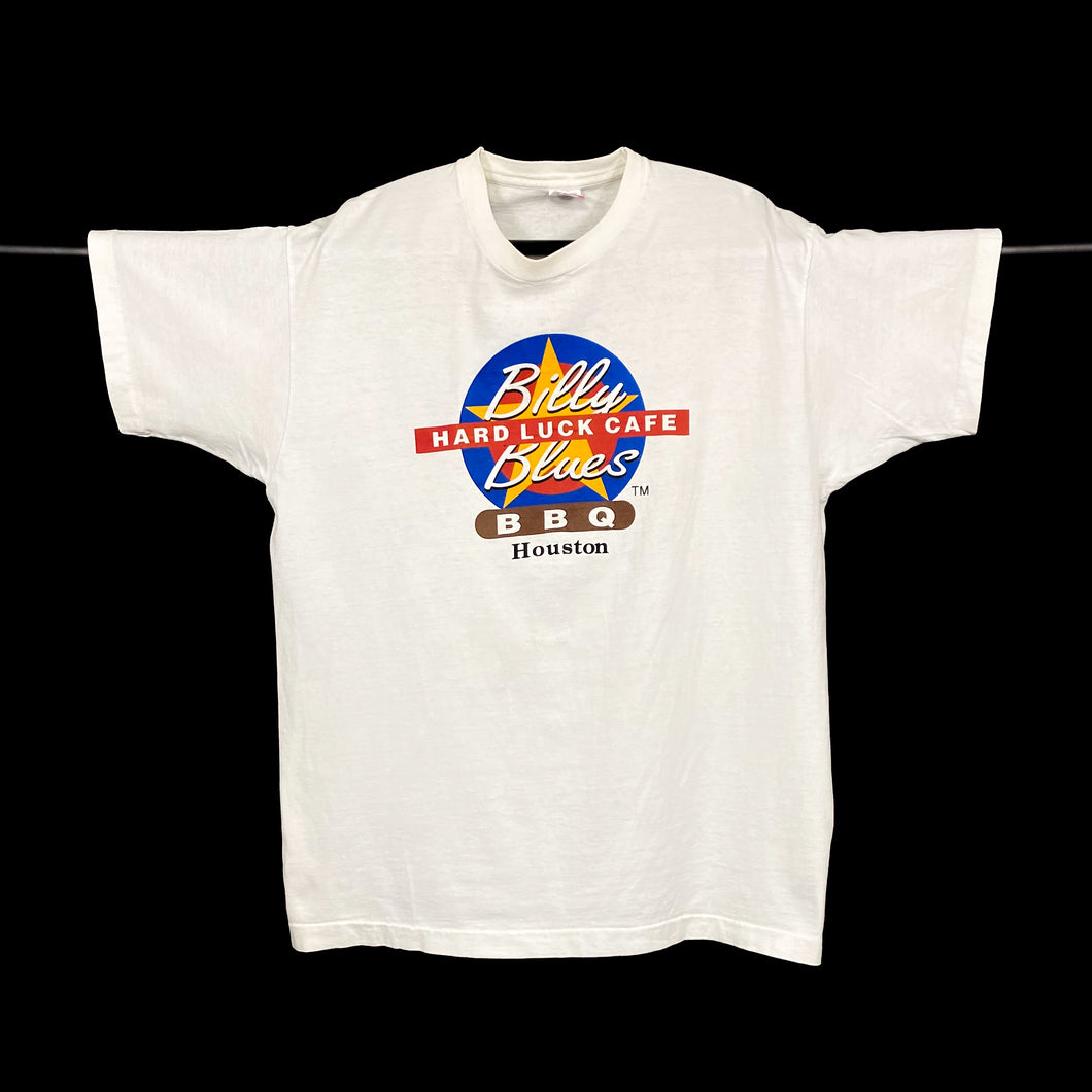 BILLY BLUES “Hard Luck Cafe” BBQ Houston Souvenir Graphic Single Stitch T-Shirt