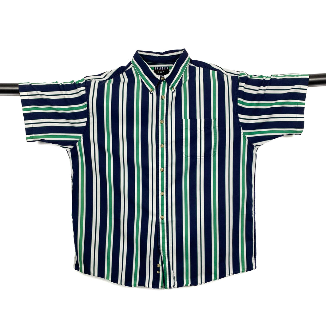 TRADER BAY Bold Multi Striped Short Sleeve Button-Up Shirt