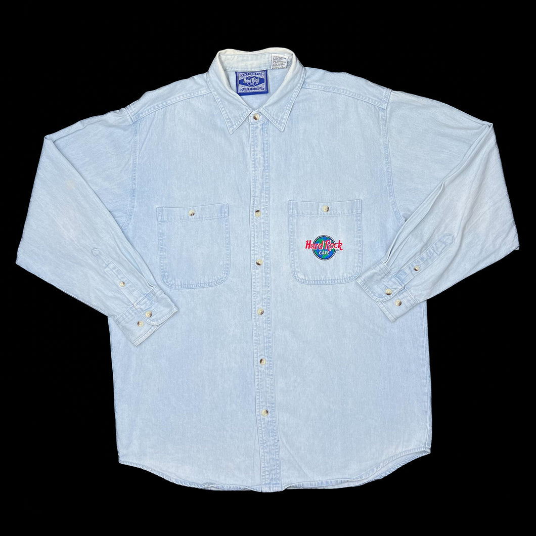 Vintage 90’s HARD ROCK CAFE “Whistler” Embroidered Souvenir Long Sleeve Denim Shirt