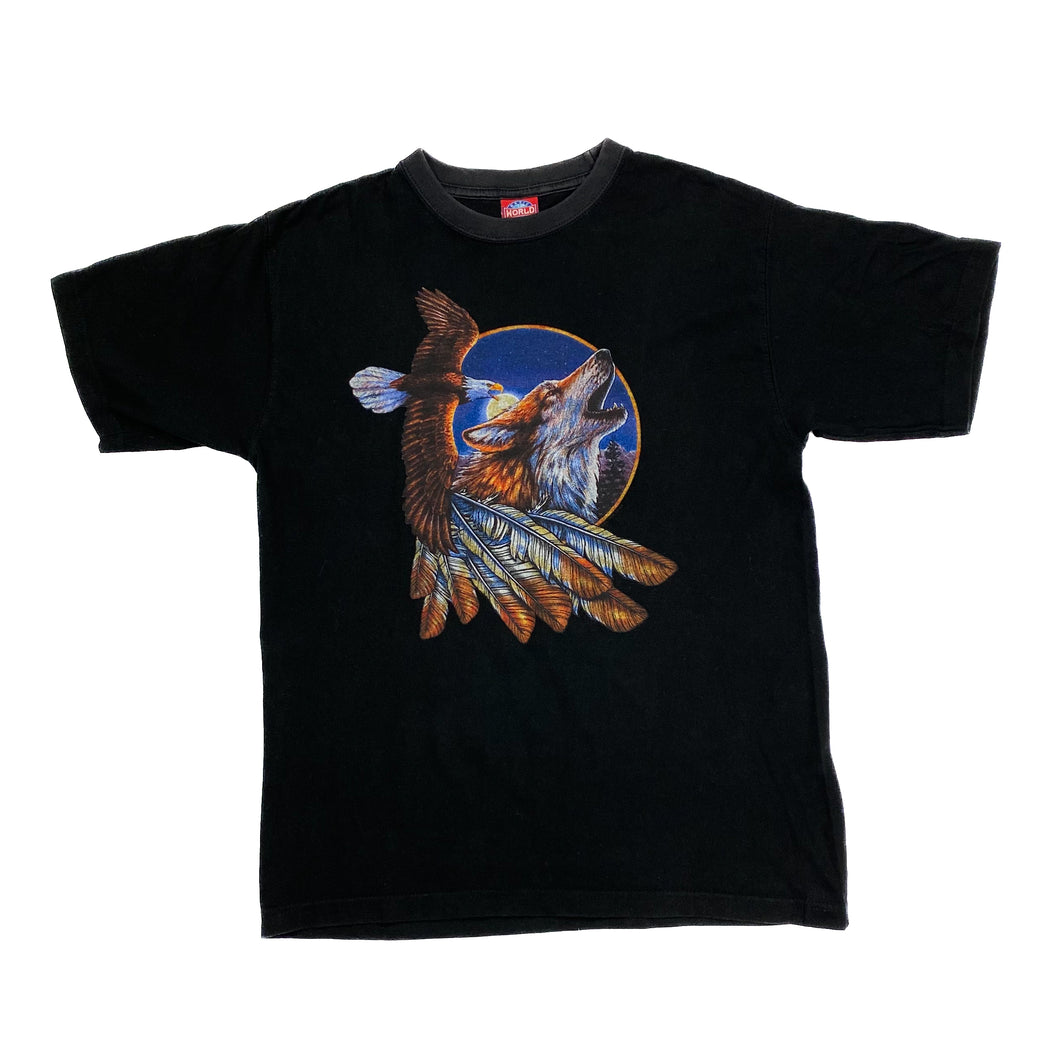 WORLD PROMOWEAR Gothic Howling Wolf Eagle Nature Wildlife Graphic T-Shirt