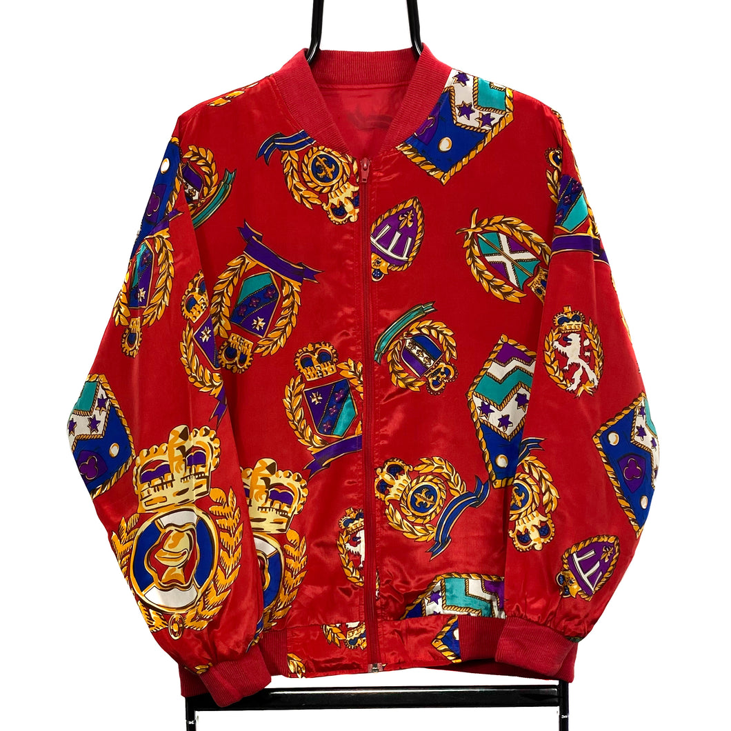 Nautical Baroque Crazy Abstract Festival Patterned Polyester Satin Bomber Jacket