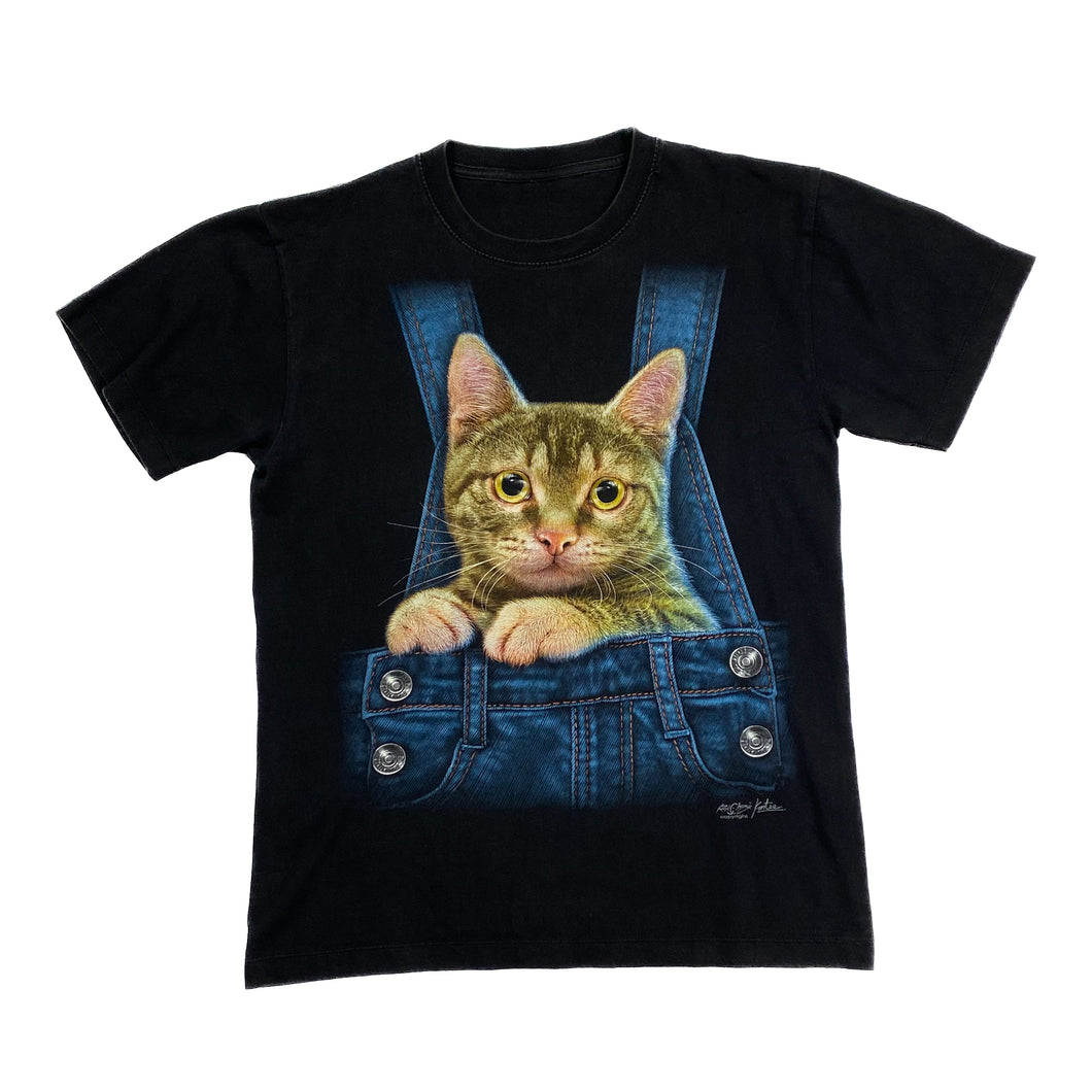 ROCK CHANG Cat Kitten Dungarees Animal Nature Wildlife Graphic T-Shirt