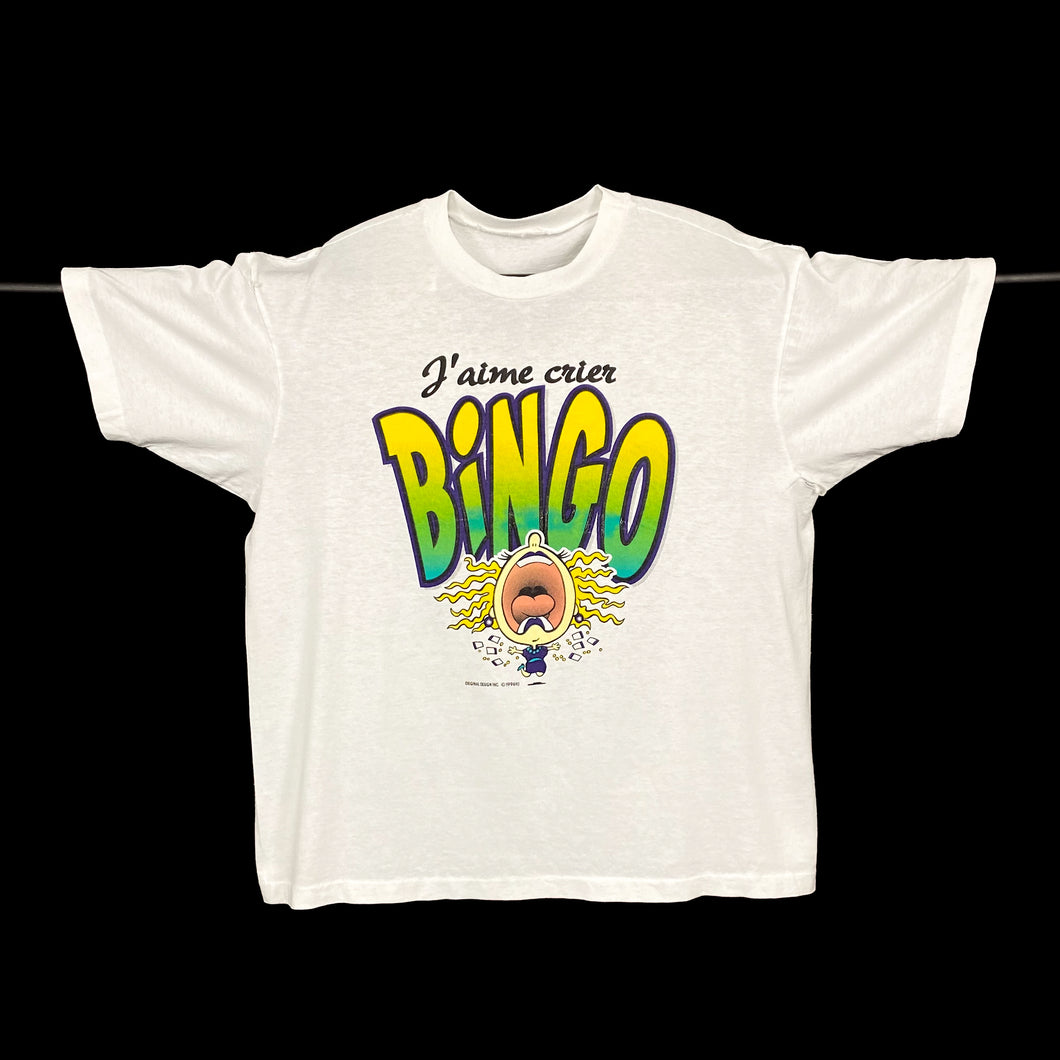 J’AIME CRIER BINGO (1996) Cartoon Spellout Graphic T-Shirt