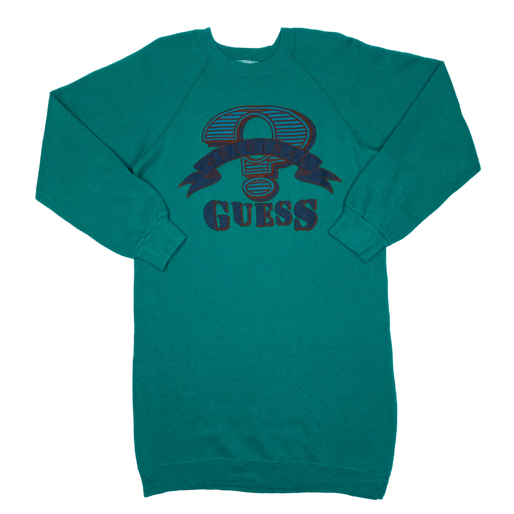 GUESS “Original” Logo Spellout Graphic Crewneck Longline Sweatshirt