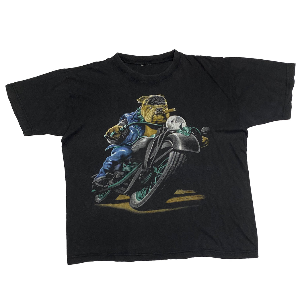 Bulldog Biker Gothic Graphic T-Shirt