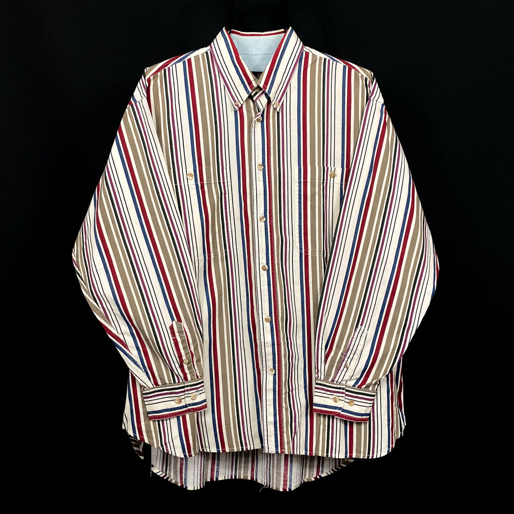 AT EASE Bold Multi Striped Button-Up Long Sleeve Shirt