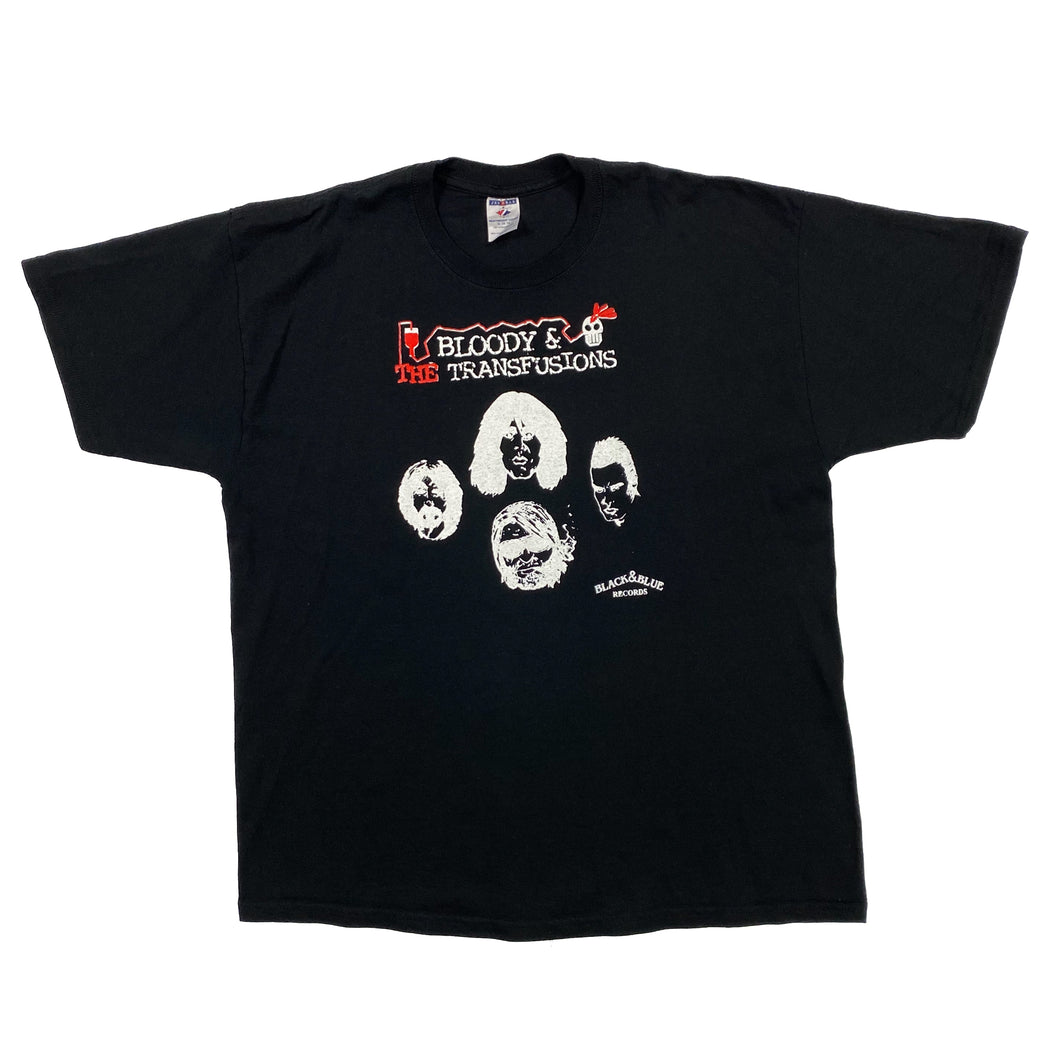 BLOODY & THE TRANSFUSIONS “Black & Blue Records” Stoner Punk Rock Band T-Shirt