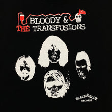 Load image into Gallery viewer, BLOODY &amp; THE TRANSFUSIONS “Black &amp; Blue Records” Stoner Punk Rock Band T-Shirt
