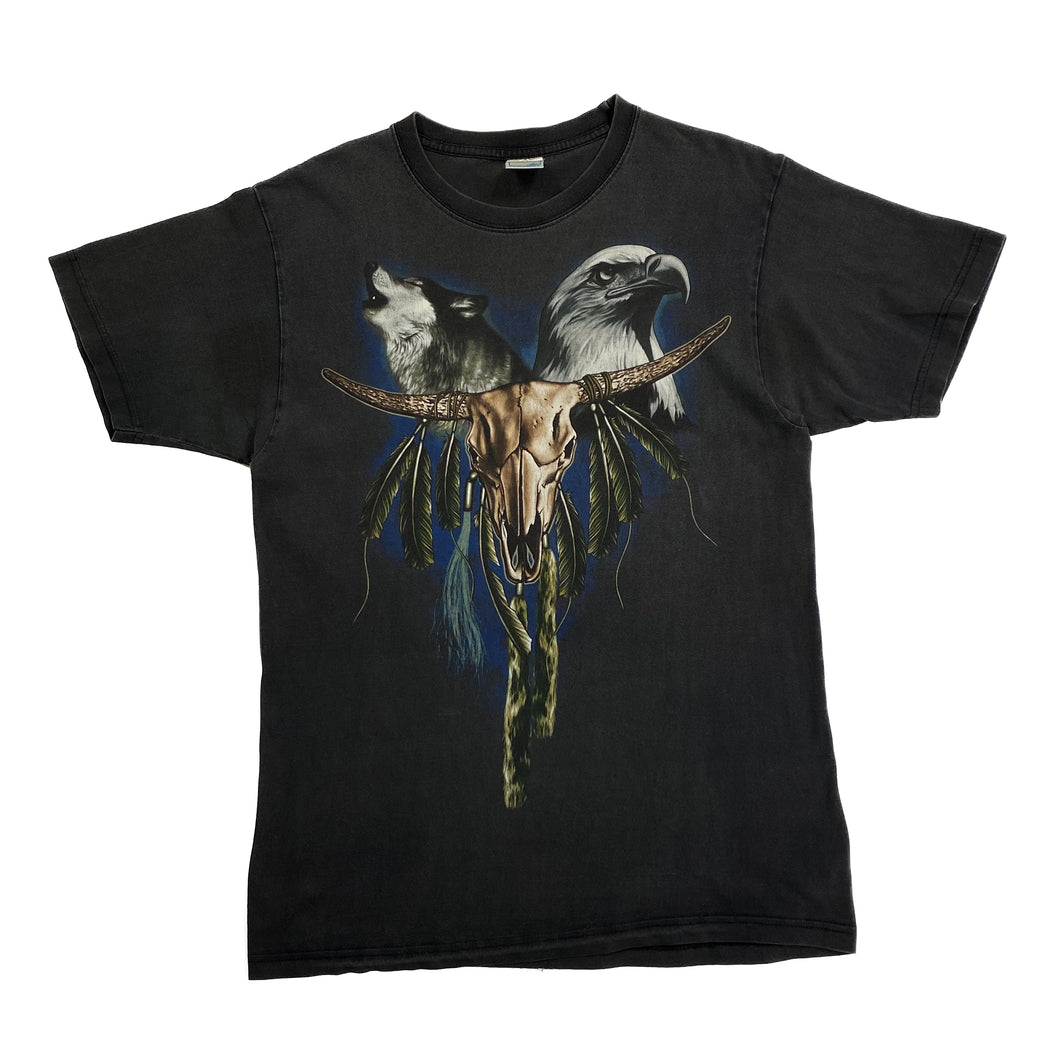FAN SHIRT Gothic Native American Cow Skull Wolf Eagle Animal Graphic T-Shirt