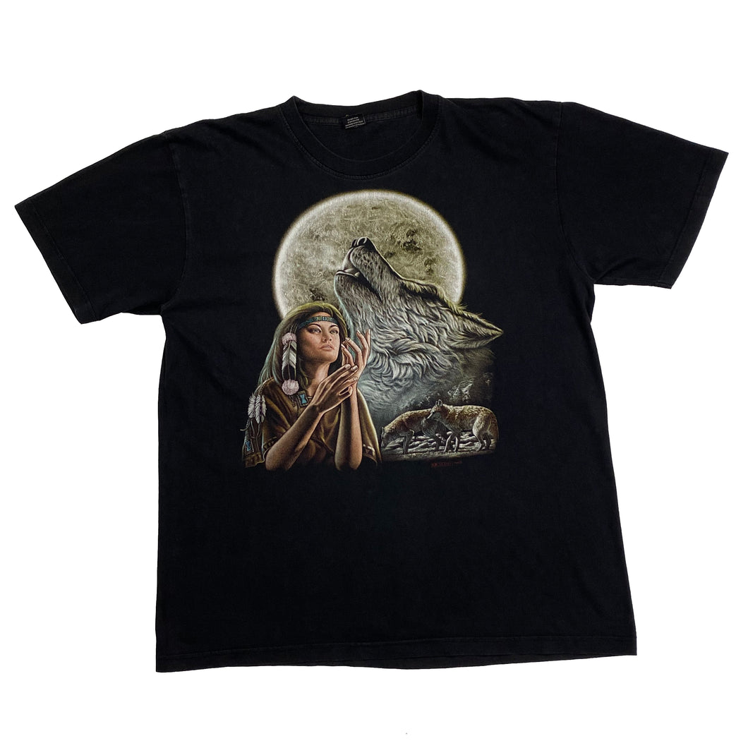 J.I Native American Wolf Pack Graphic T-Shirt