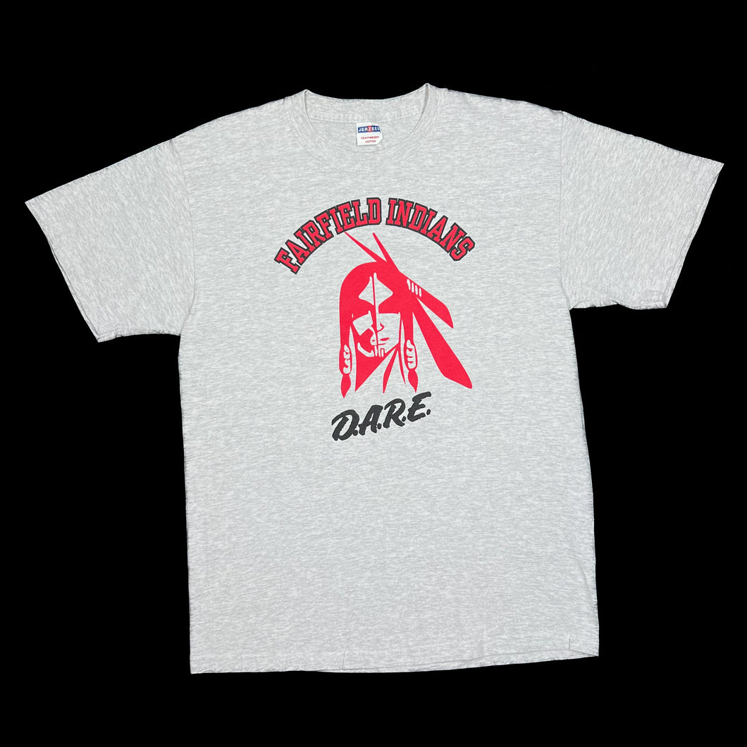 Jerzees D.A.R.E. “Fairfield Indians” College Sports Spellout Graphic T-Shirt