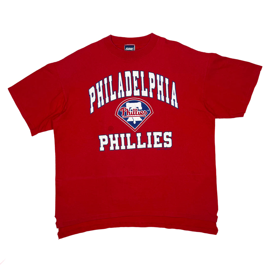 Bike (1995) MLB PHILADELPHIA PHILLIES Baseball Spellout Graphic Single Stitch T-Shirt