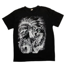 Load image into Gallery viewer, Gothic Native American Chieftain Wolf Graphic T-Shirt
