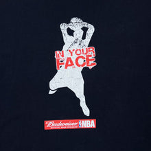 Load image into Gallery viewer, Vintage NBA Budweiser “In Your Face” Basketball Sponsor Spellout Graphic Promo T-Shirt
