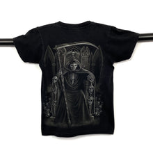 Load image into Gallery viewer, HERO BUFF Gothic Horror Grim Reaper Throne Skeleton Graphic T-Shirt
