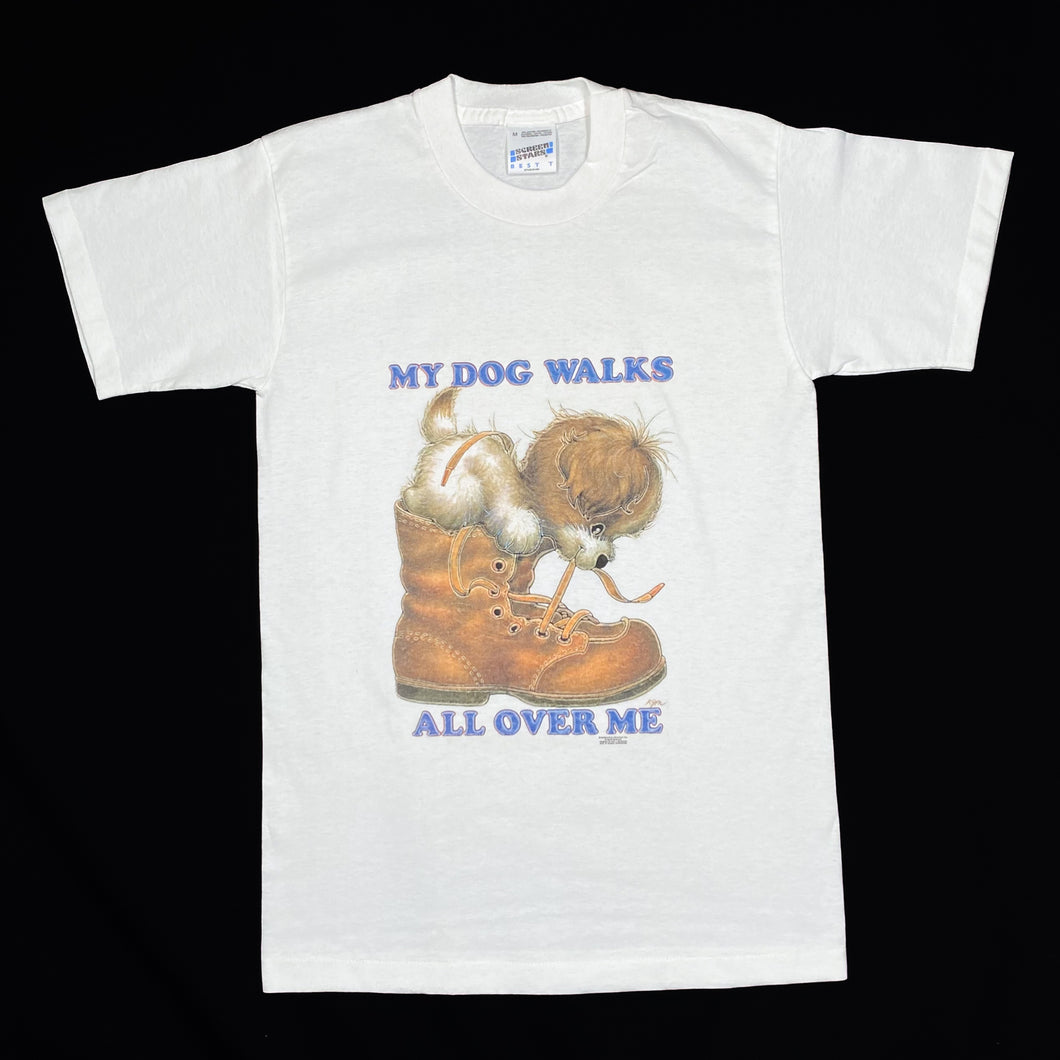 Screen Stars (1997) MY DOG WALKS ALL OVER ME Puppy Pet Animal Single Stitch T-Shirt