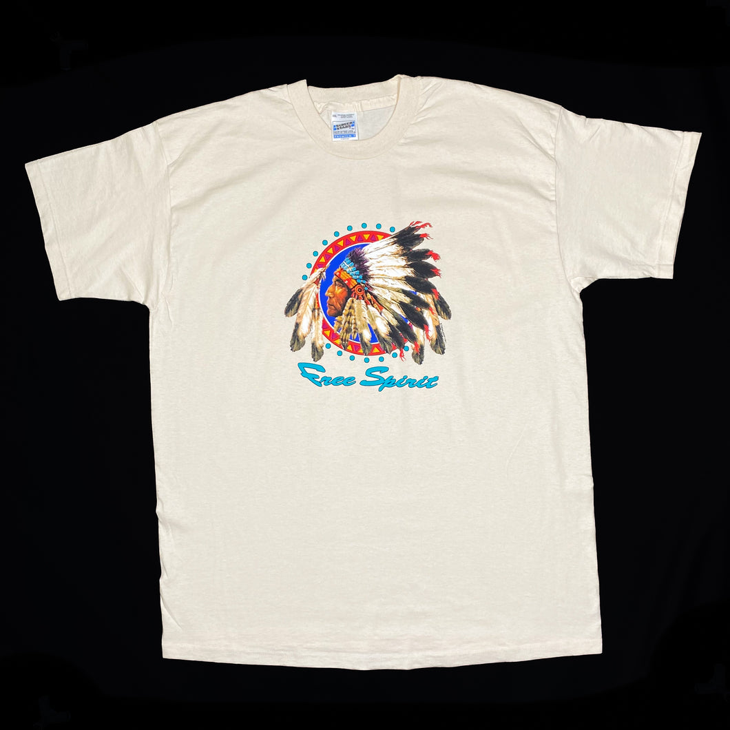 Screen Stars FREE SPIRIT Native American Chieftain Graphic T-Shirt