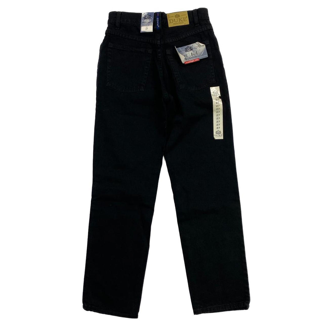 DUKE JEANSWEAR Comfort Fit Zip Fly Black Denim Jeans