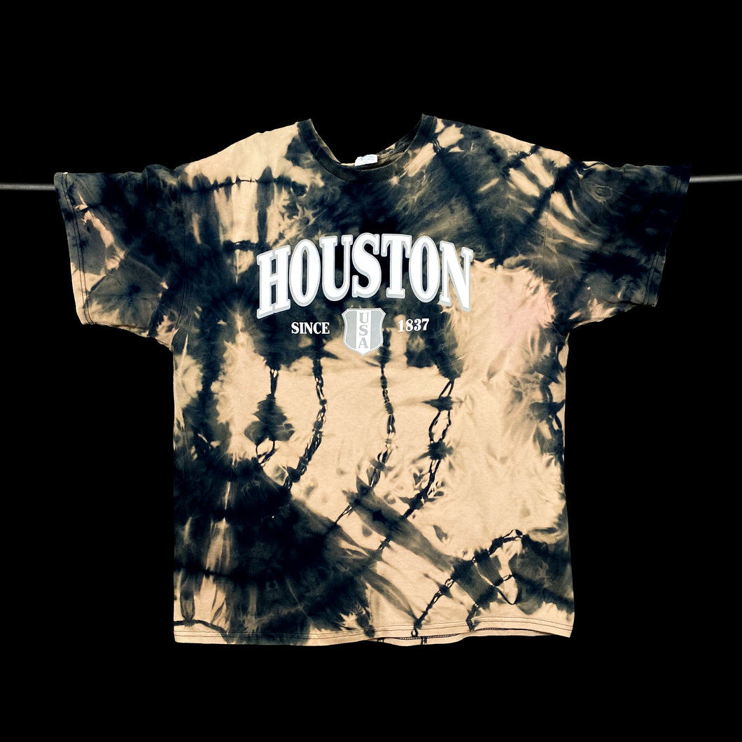 Delta “HOUSTON” USA Souvenir Spellout Bleach Tie Dye T-Shirt