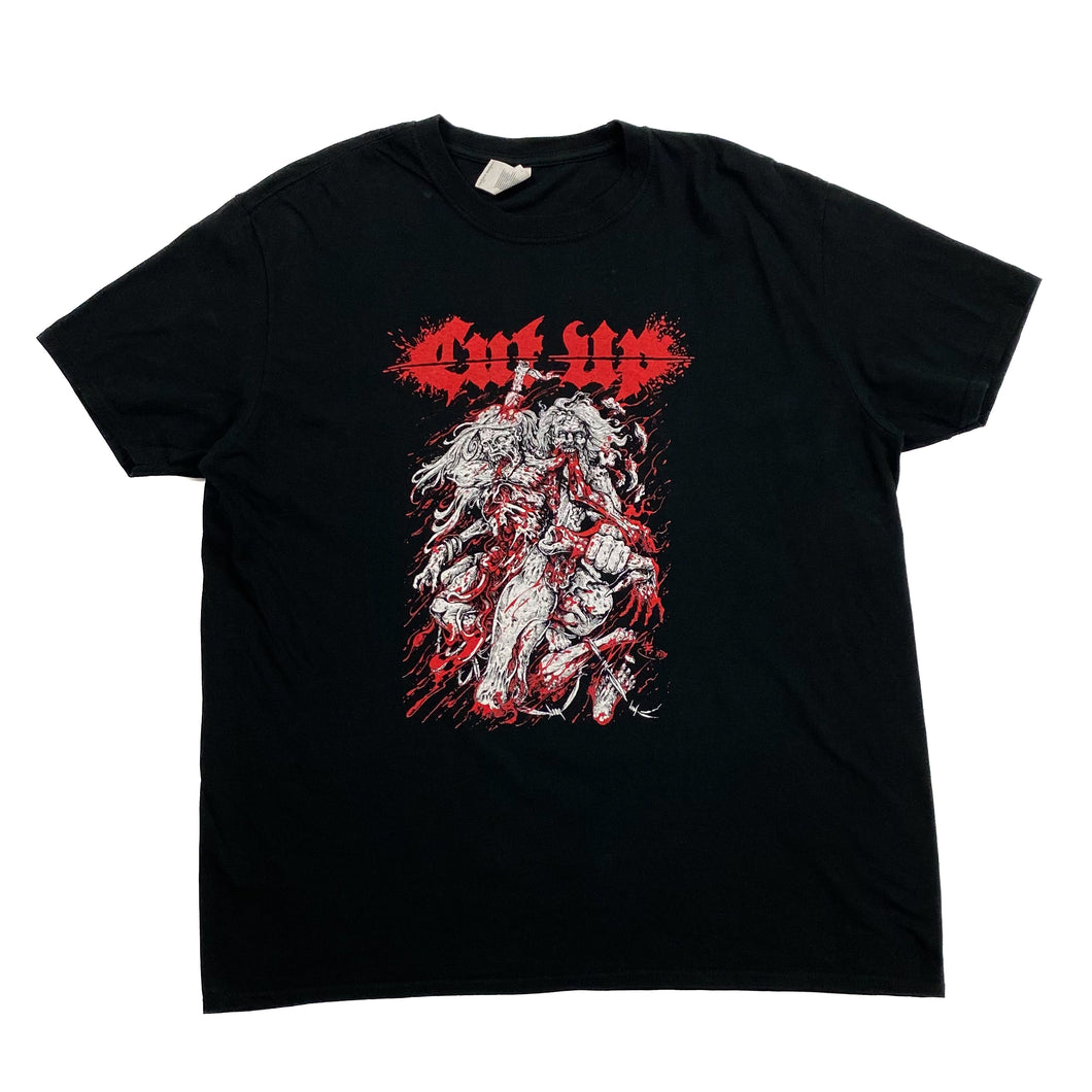 CUT UP Graphic Spellout Swedish Death Heavy Metal Band T-Shirt