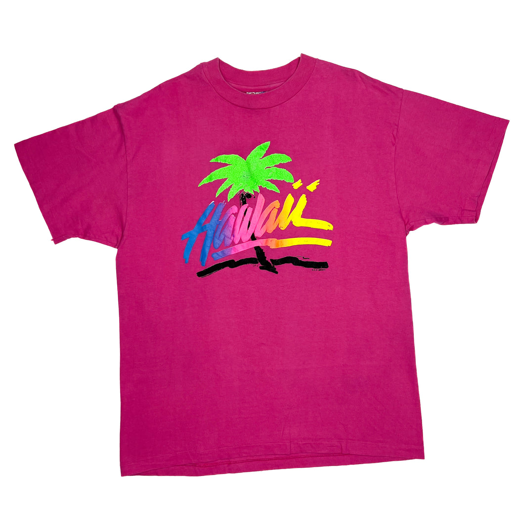 Hanes HAWAII Neon Spellout Souvenir Single Stitch T-Shirt