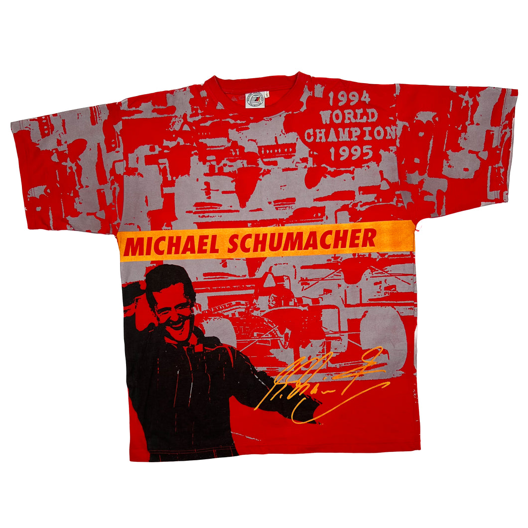 MICHAEL SCHUMACHER “World Champion 1994-95” All-Over Print F1 Formula One Graphic T-Shirt