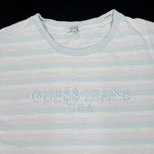 Load image into Gallery viewer, GUESS x ASAP ROCKY “Gue$$ Jeans USA” Embroidered Spellout Striped T-Shirt
