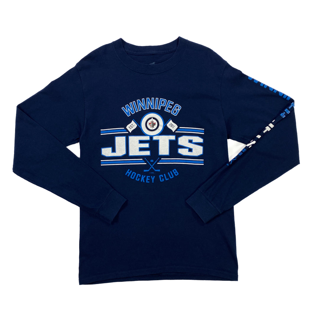 Hanes NHL WINNIPEG JETS Ice Hockey Graphic Spellout Long Sleeve T-Shirt