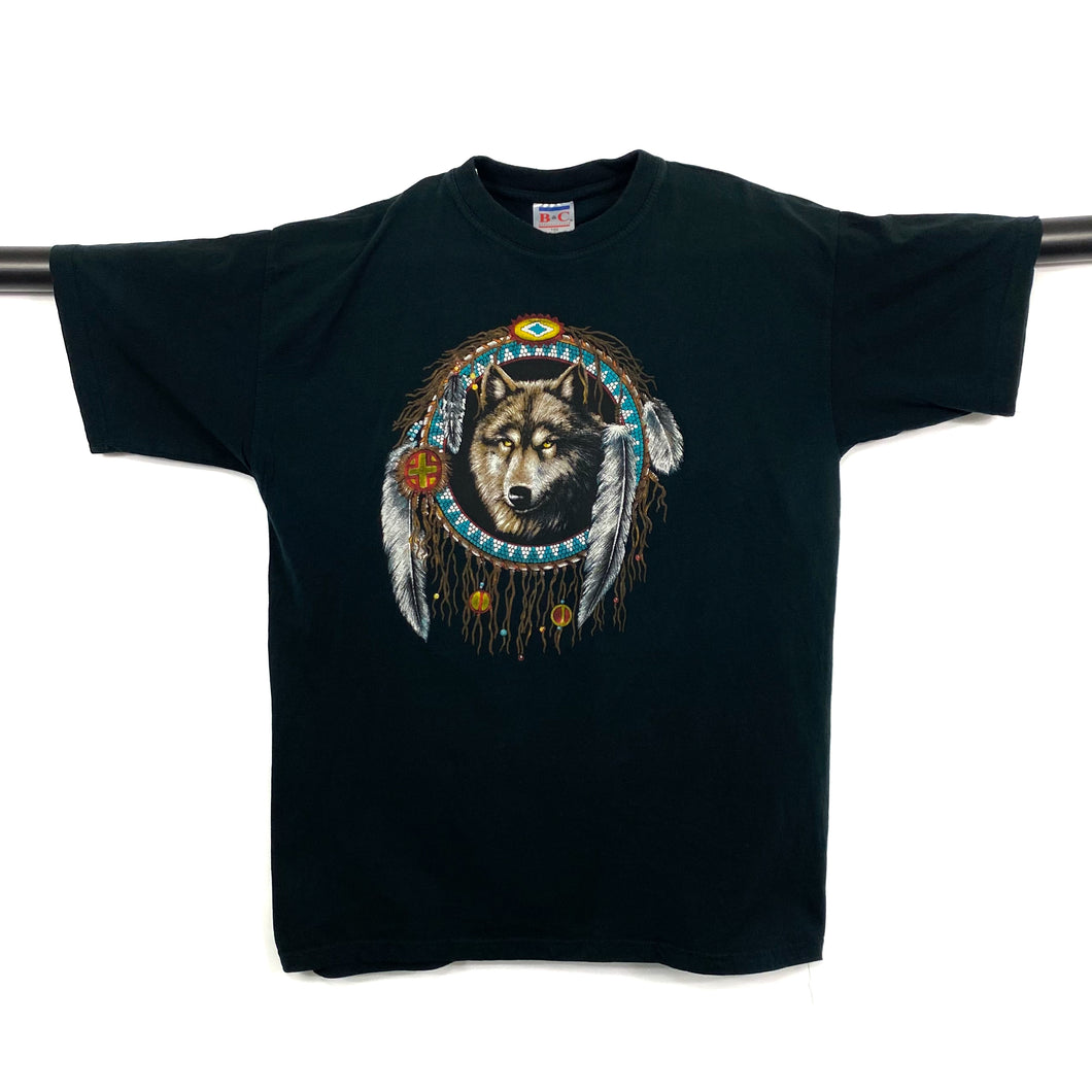 B&C Wolf Native American Dream Catcher Graphic T-Shirt