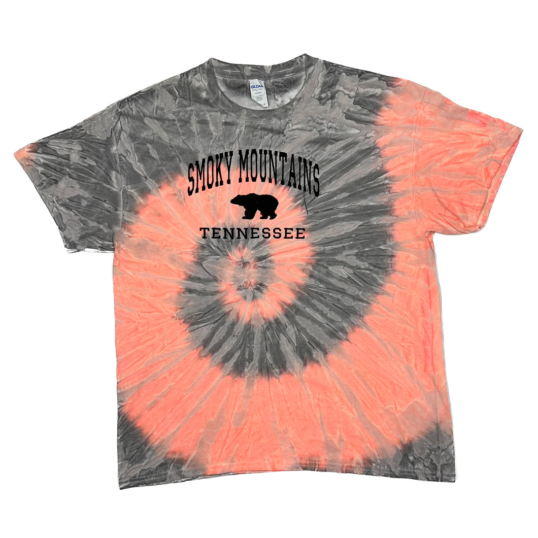 SMOKY MOUNTAINS “Tennessee” Embroidered Souvenir Bear Spellout Tie Dye T-Shirt