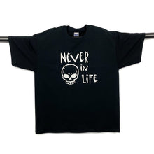 Load image into Gallery viewer, Gildan NEVER IN LIFE Gothic Novelty Slogan Graphic Spellout T-Shirt
