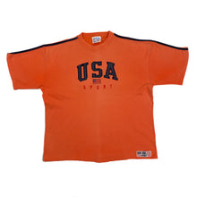 Load image into Gallery viewer, USA SPORT Embroidered Spellout USA Flag T-Shirt
