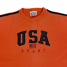 Load image into Gallery viewer, USA SPORT Embroidered Spellout USA Flag T-Shirt
