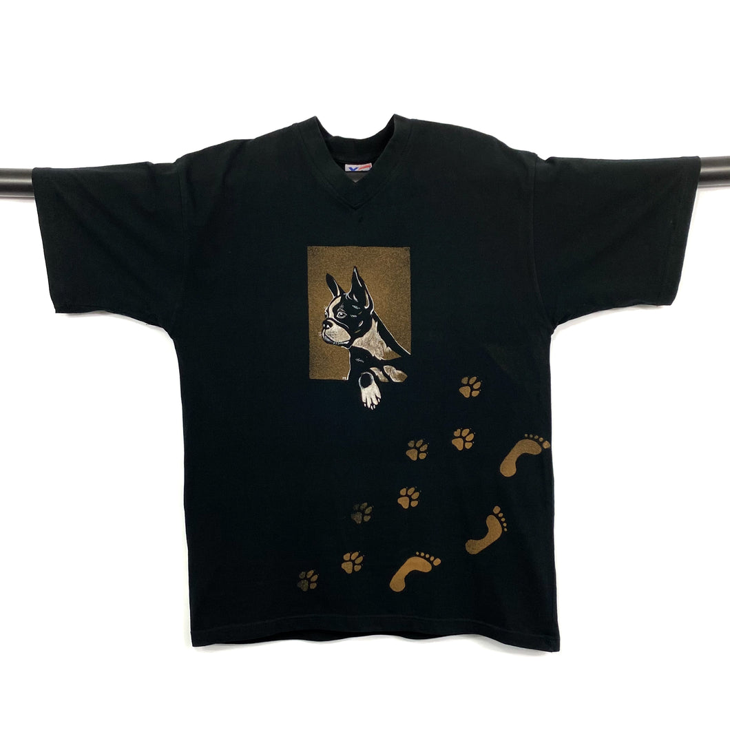 French Bulldog Dog Animal Paw Print Graphic V-Neck T-Shirt