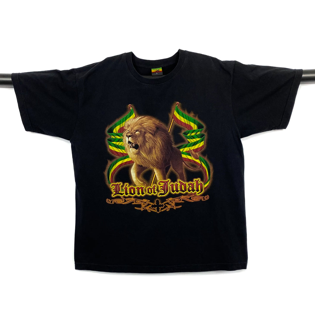 LION OF JUDAH Lion Rasta Reggae Spellout Graphic T-Shirt