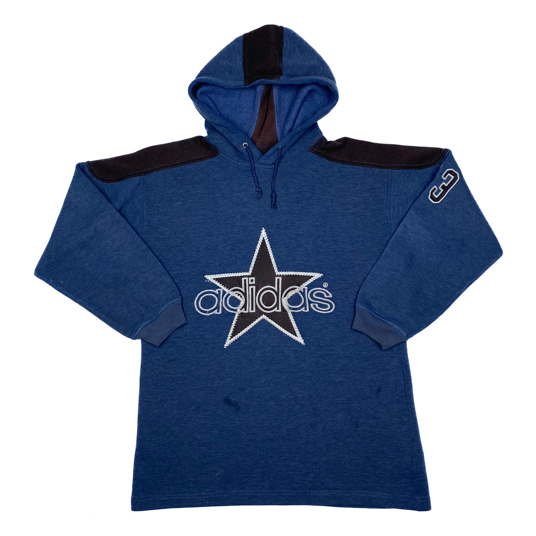 ADIDAS Embroidered Star Logo Spellout Pullover Hoodie Sweatshirt