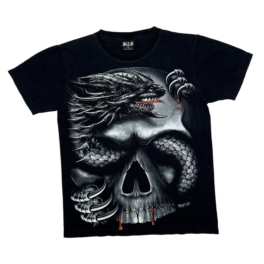 WILD Gothic Fantasy Dragon Skull Graphic T-Shirt