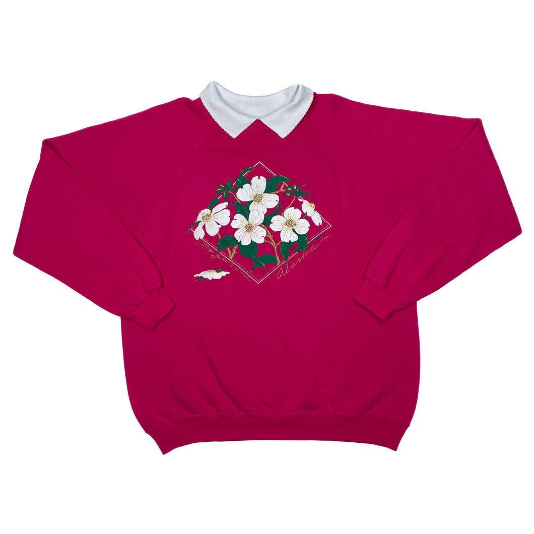 Hanes ALASKA Floral Souvenir Spellout Graphic Collared Sweatshirt