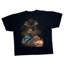 Load image into Gallery viewer, WILD Gothic Biker Grim Reaper Lightning Graphic T-Shirt
