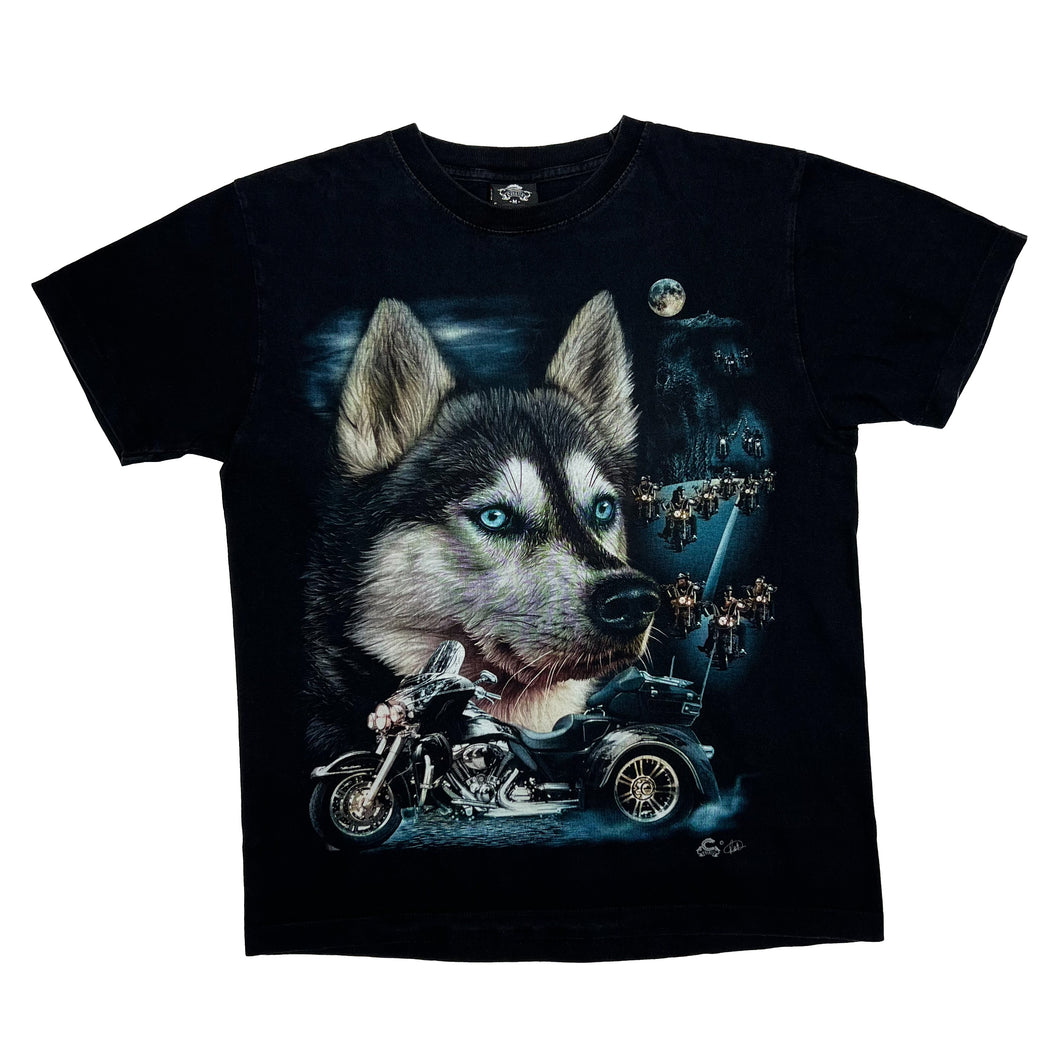 CABALLO Gothic Biker Wolf Graphic T-Shirt