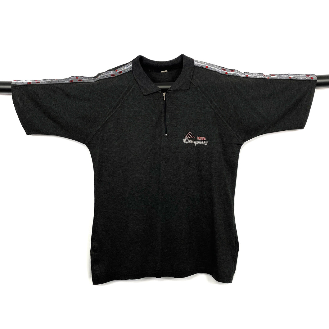 COMPANY USA Logo Tape Sleeve 1/4 Zip Polo Shirt Top