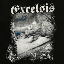 Load image into Gallery viewer, EXCELSIS “God Forgiving” Graphic Spellout Folk Power Metal Band T-Shirt
