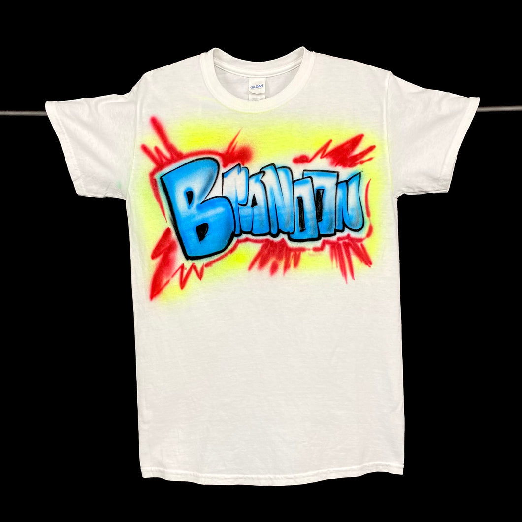 BRANDON Airbrushed Graffiti Spellout Custom T-Shirt