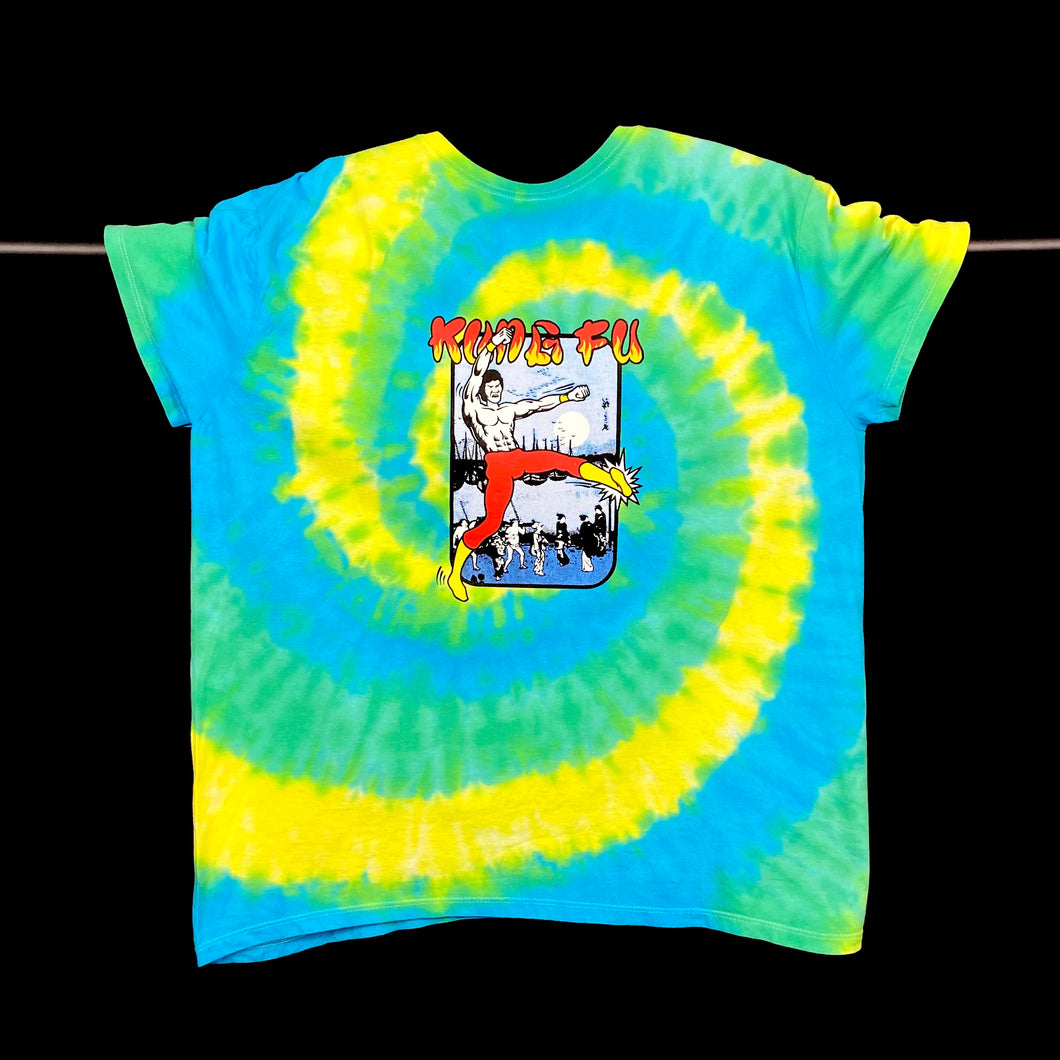 Hanes “KUNG FU” Martial Arts Graphic Spellout Tie Dye T-Shirt