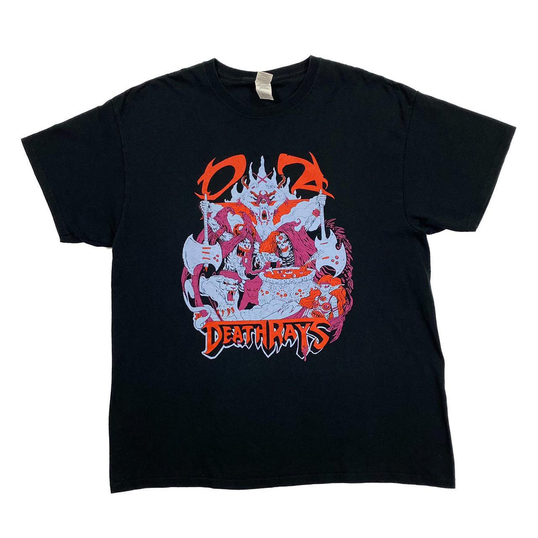 DEATH RAYS Graphic Spellout Heavy Metal Band T-Shirt